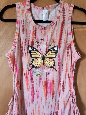 No Boundaries Pink & Orange Tie-Dye Butterfly Tank Size XXL